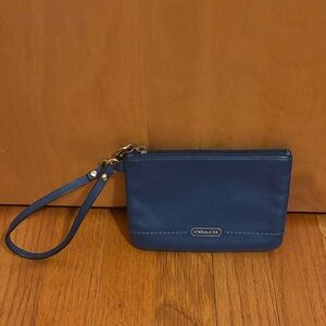 Coach Navy Leather Wristlet